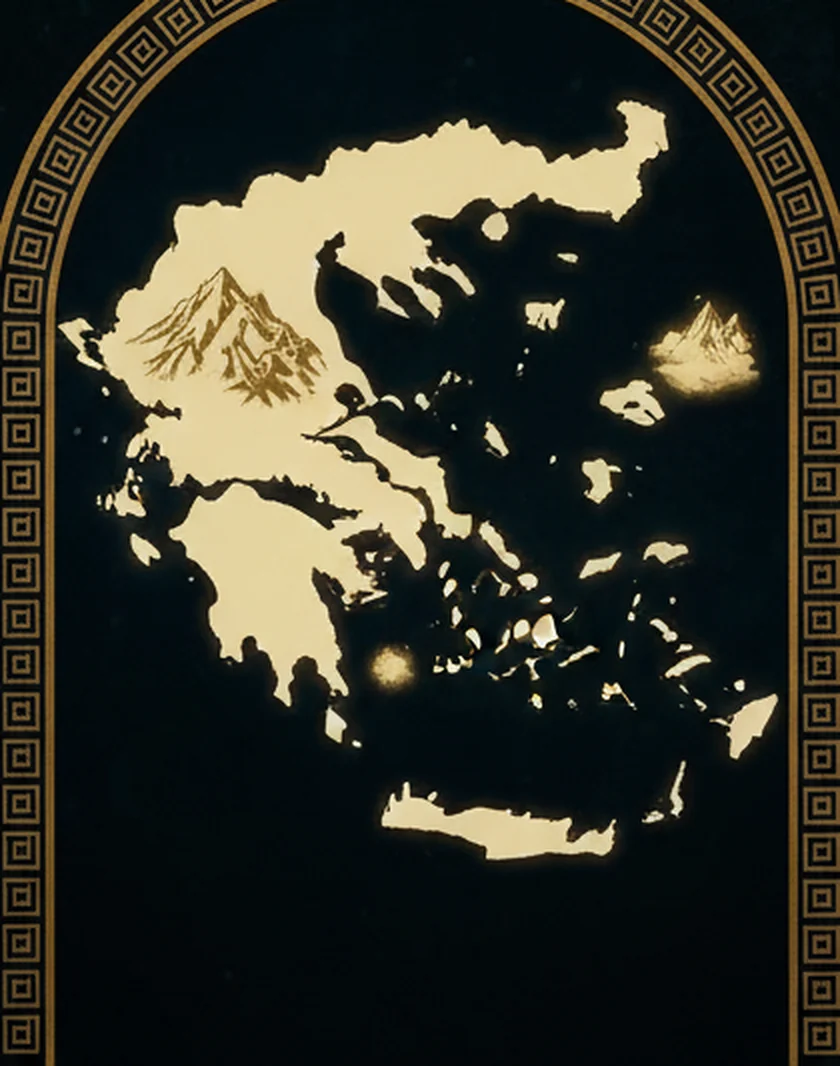 Mapa del mundo griego: el Egeo, la Grecia continental y Creta